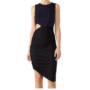 Susana Monaco Navy Open Side Gathered Side Dress